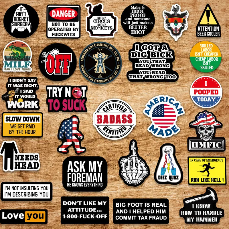 Hard Hat Stickers Pack - For Blue Collar Americans, Perfect for Helmets, Toolboxes，Cars, skateboards... Stickers to Share with Co workers Vinyl Waterproof Decals，Interest no repetition