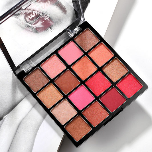 16-color peach blossom makeup pearl eyeshadow plate, nude makeup beginner, not easy to dizzy, color makeup eyeshadow