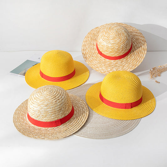 El ladrón de mar Wang lufei comparte el sombrero de paja, el vestido de animación cosplay, el tejido de paja, el sombrero de padres e hijos, el sombrero de sombra y el sombrero de protección solar.