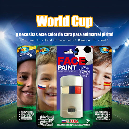 Traje de color facial de los aficionados a la Copa del mundo, color facial de los aficionados al fútbol en los partidos de la selección nacional, fácil de limpiar el color facial de rayas tricolor