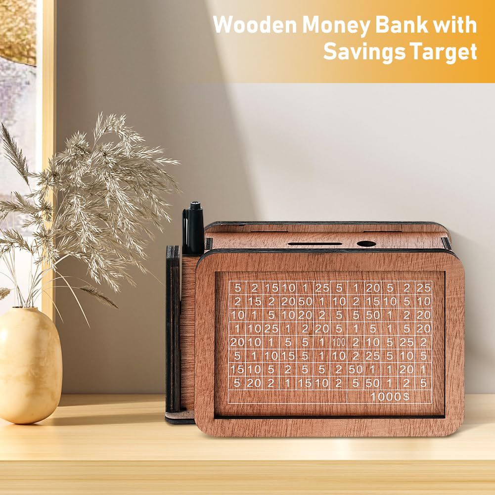 Digital piggy bank， Furnishing Counter，Wooden piggy bank， Wooden Crafts，Savings plan