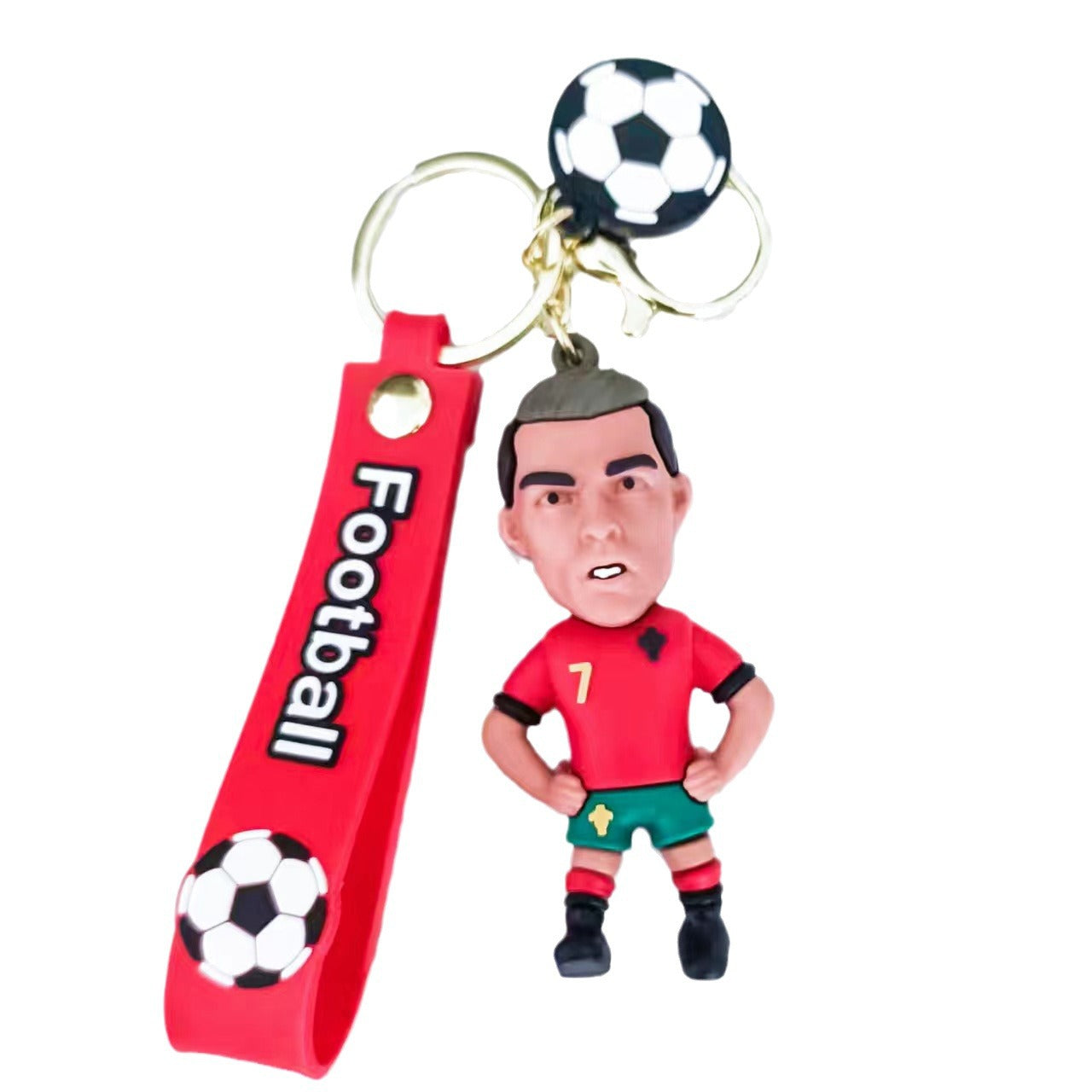 European Cup football star Cristiano Ronaldo cartoon keychain pendant, car pendant creative key doll