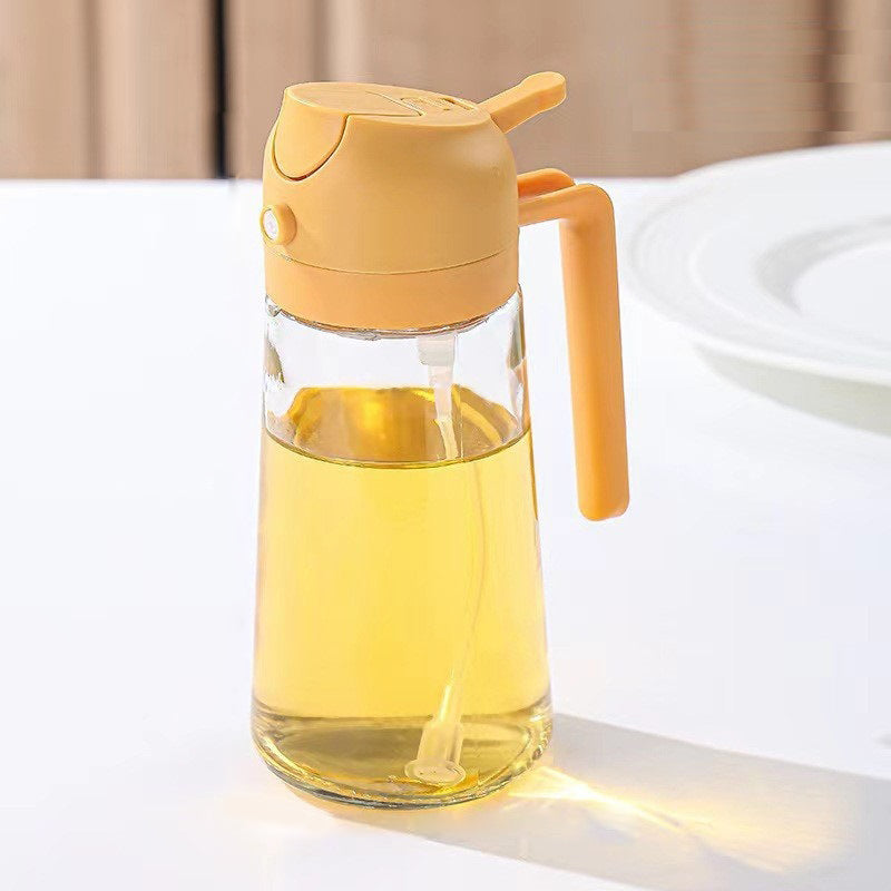 16oz Oil Dispenser Bottle for Kitchen - 2 in 1 Olive Oil Dispenser and Oil Sprayer - 470ml Olive Oil Bottle - Oil Sprayer for Cooking, Kitchen, Salad, BBQ Utensils Black