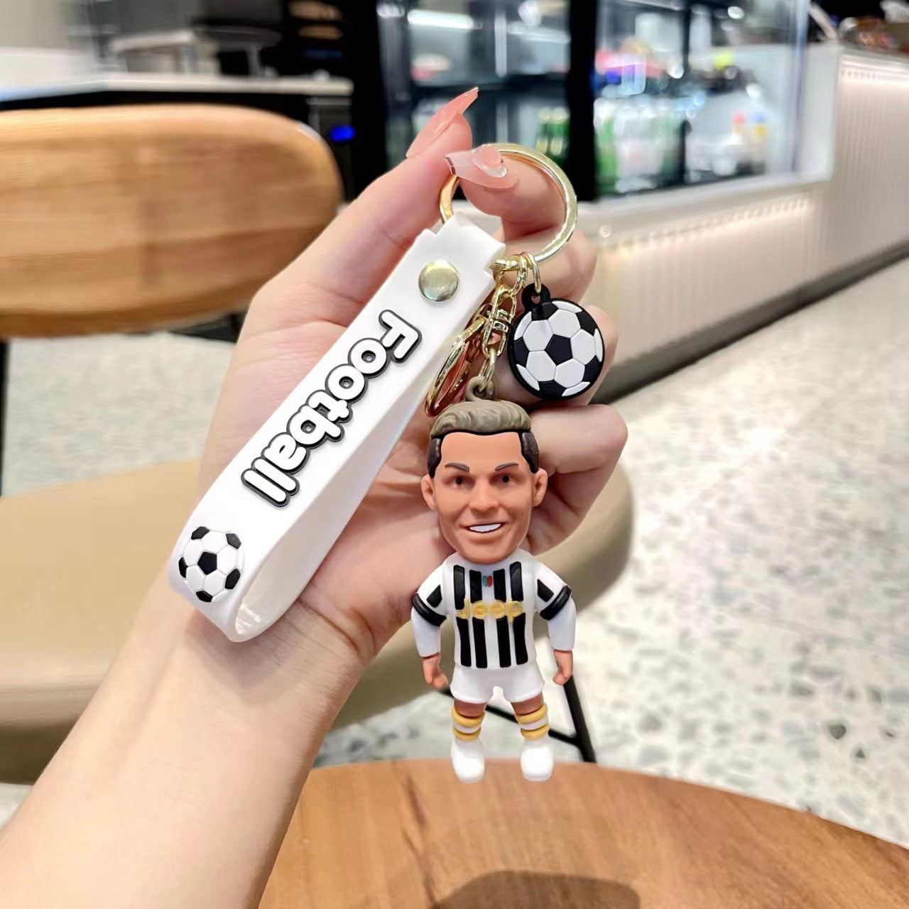 European Cup football star Cristiano Ronaldo cartoon keychain pendant, car pendant creative key doll